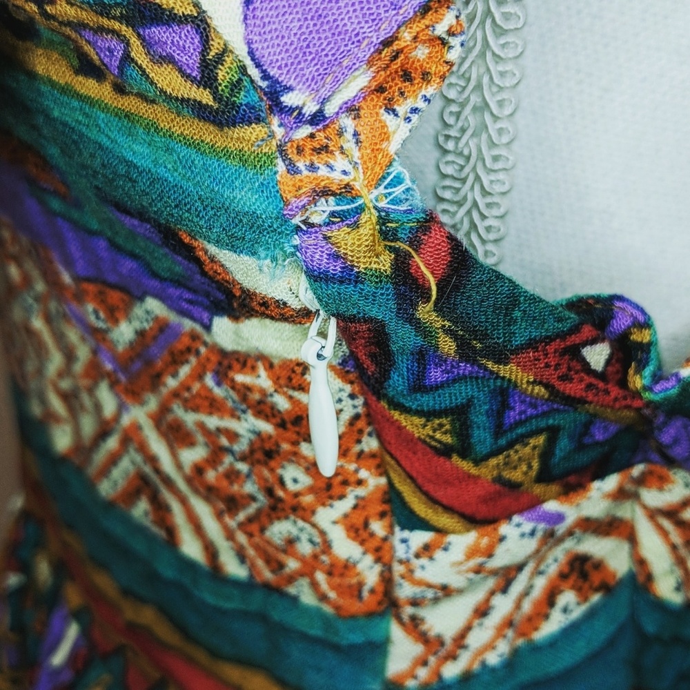 🔴MinkPink Crossed Aztec Purple Green Dress - Picture 5 of 7